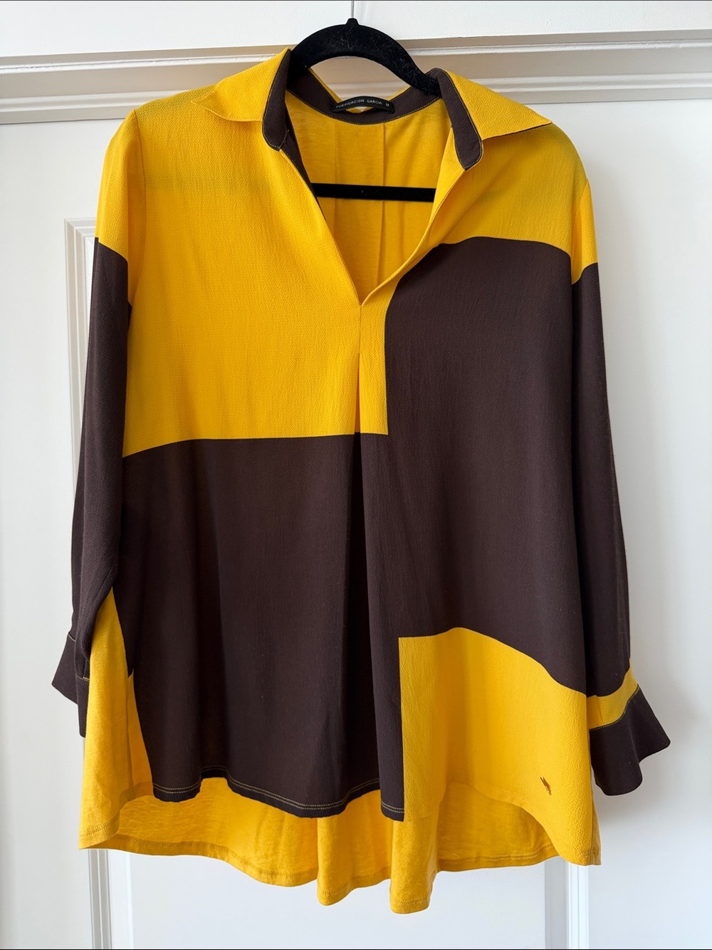 Purificación García Colorblock Blouse in Yellow and Brown